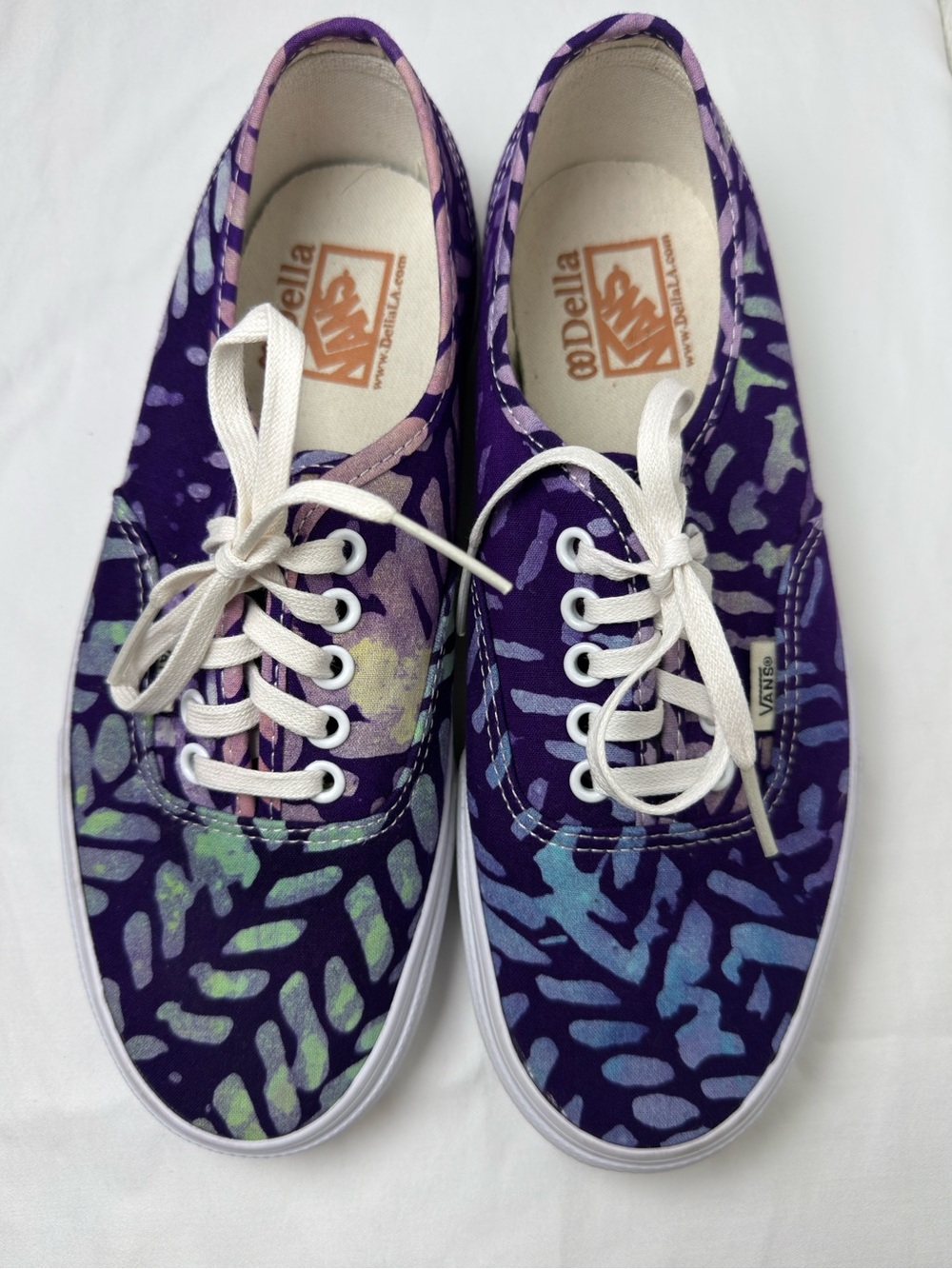 Vans Unisex Della Purple Multi-Color Patterned Canvas Sneakers Mens 7.5 Women 9